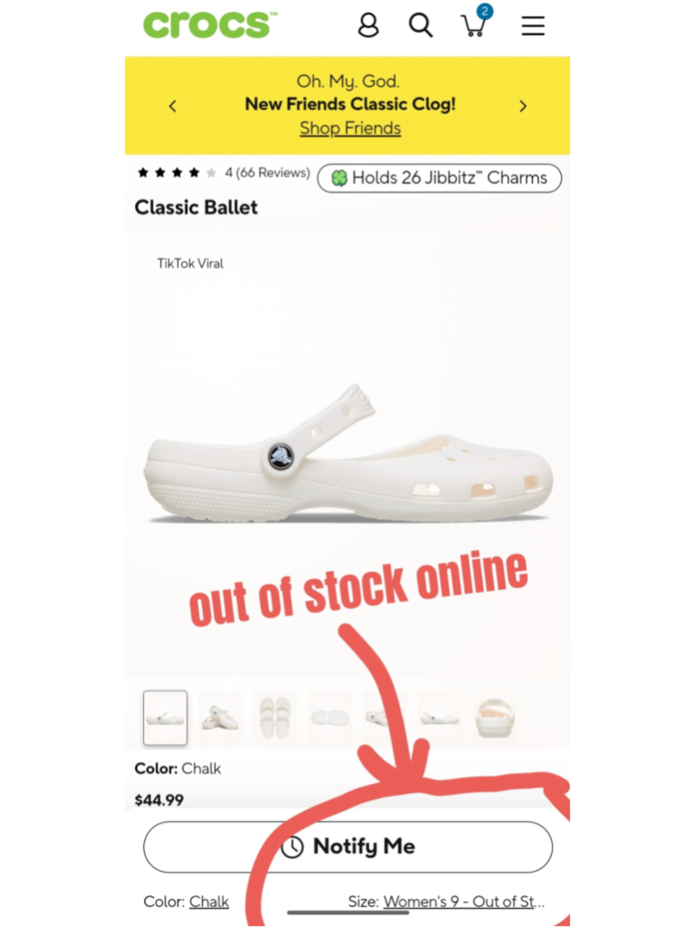 NEW: Women's Crocs Classic Ballet Flats White Size 9 - Picture 9 of 10